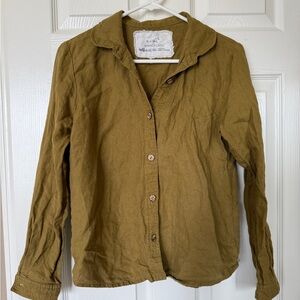 Not perfect linen Marle Olive Green Button-Up Shirt